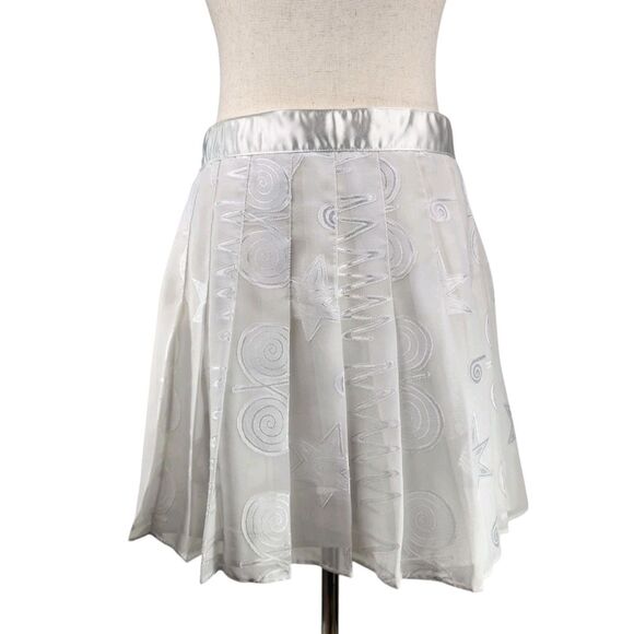 VINTAGE Tail Pleated Tennis Skirt Sz 12 White Raw Edge Appliques Pickleball Golf - Picture 6 of 13